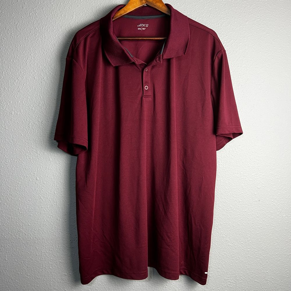 BCG Burgundy Performance Polo Shirt Athletic Golf Casual Moisture‎ Wicking 3XL